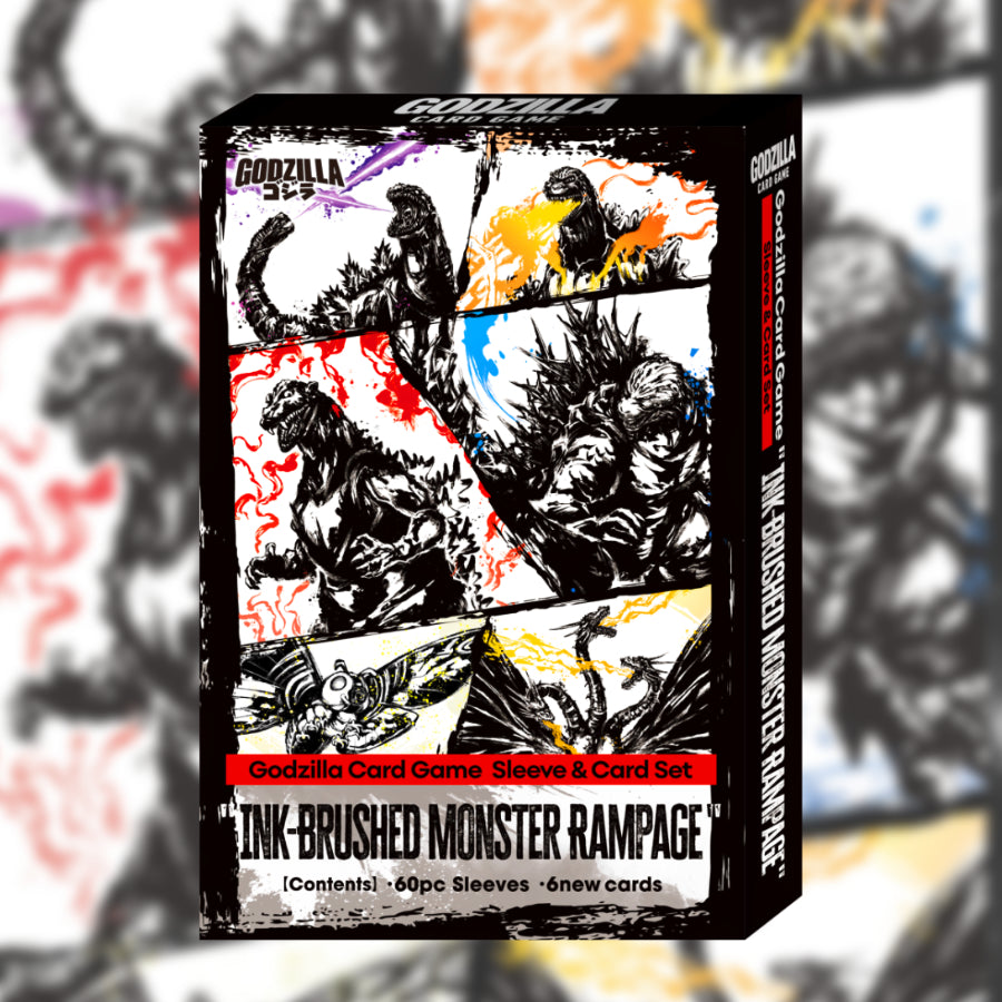 godzilla card sleeves Godzilla Card Game: Ink-Brushed Monster Rampage Sleeve & Card Set (PRE – Mythic Hobbies